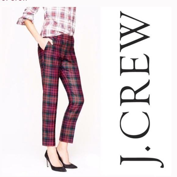 J. Crew Pants - J. CREW Cafe Capri Red Tartan Wool 16333 Plaid 6